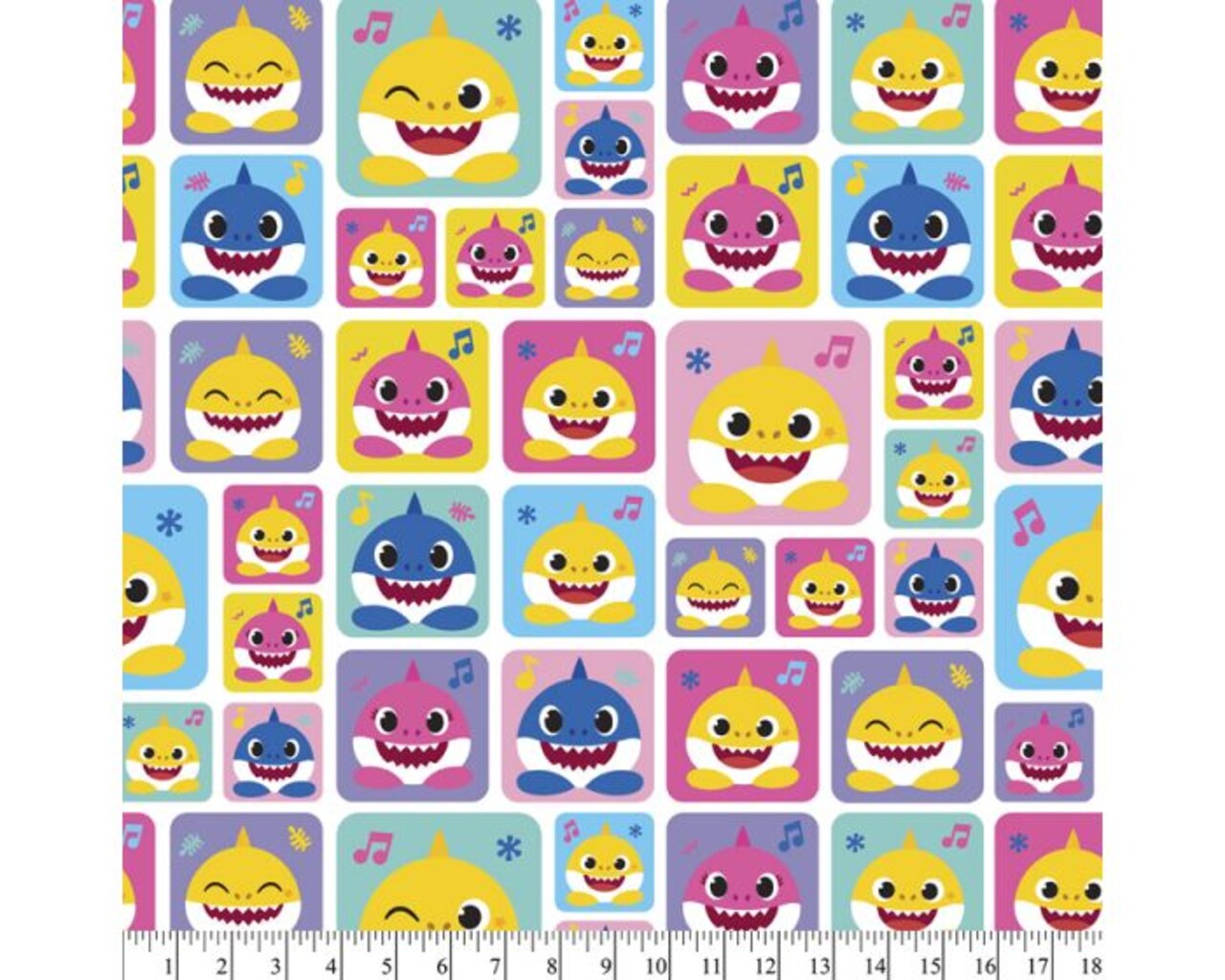 Baby Shark Musical Cotton Fabric | By the Yard | Sewing and Crafting | 44 inches wide